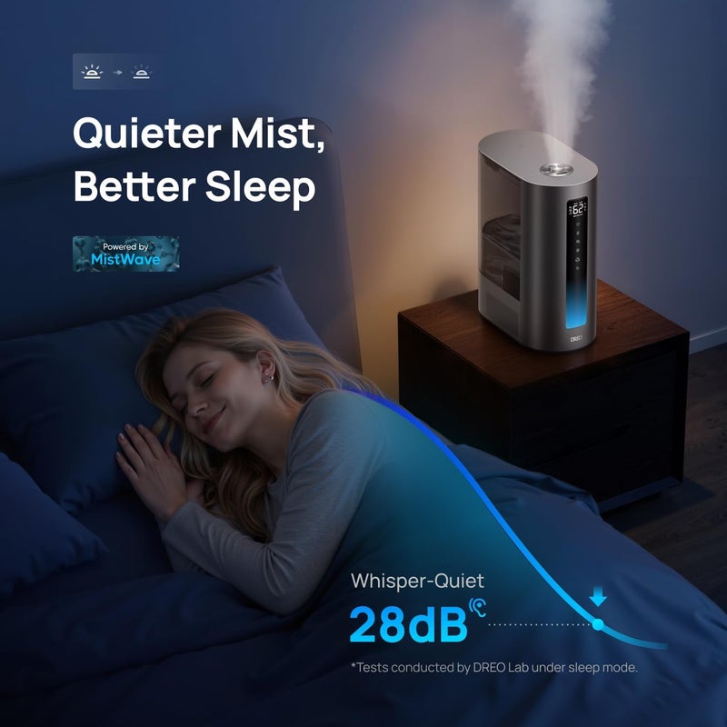 Dreo 6L Humidifiers for Bedroom, Smart Warm & Cool Mist for Large Room, 60Hr Quiet Runtime for Baby, Plant, Humidity Sensor, Indicator Light, 12H Timer, Google/Alexa, HM713S - Image 5